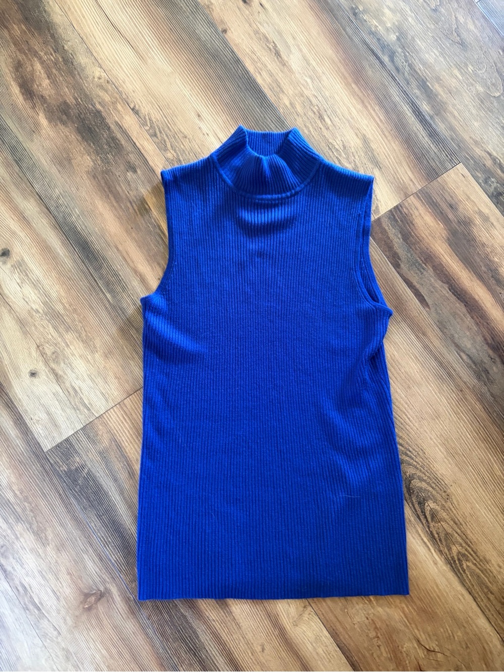 Dana Buchman Cobalt Ribbed Mock Neck Sleeveless Tank